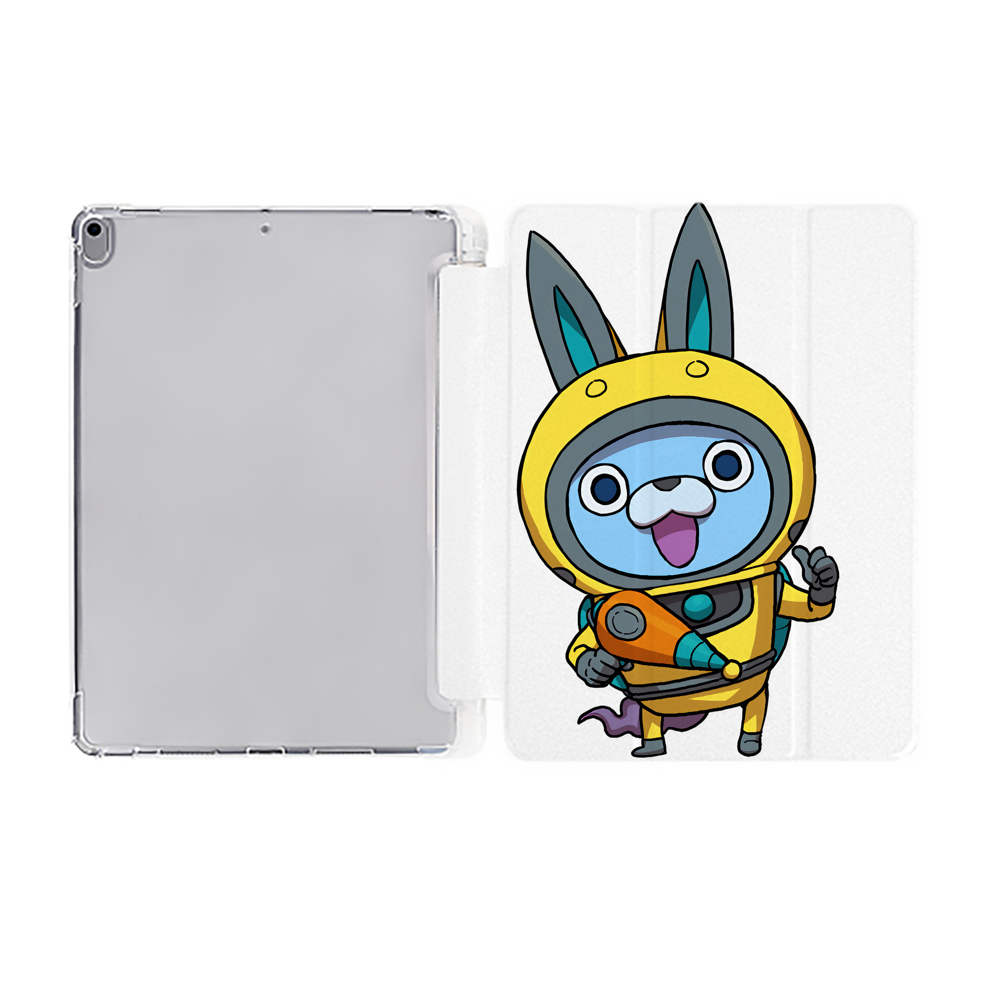 （画像用） 妖怪ウォッチ Yo-kai Watch IPad ケース ペン収納付き 三つ折りスタンド PUレザー×シリコン 対応機種9.5/10.5/10.9インチ